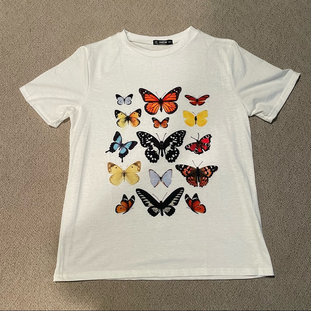 Shein Butterfly T-Shirt - Never worn - Size Small
